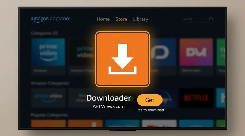 Icona arancione dell'app Downloader sull'Amazon Appstore pronta per il download gratuito